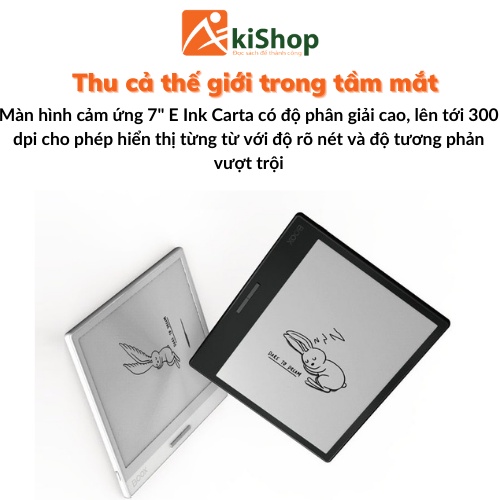 Máy đọc sách Boox Leaf 2 32GB đen kèm cover chính hãng Akishop