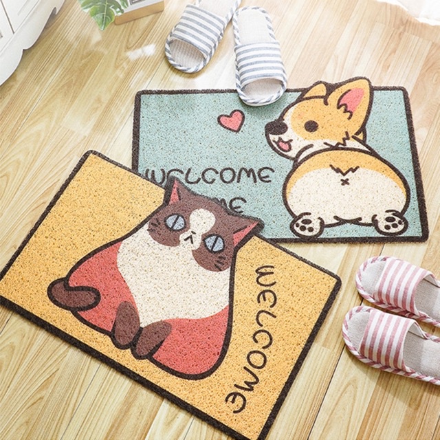 Thảm lau chân chống thấm nước in hình đông vật 3D siêu đáng yê nhiều mẫu mã (40x60cm)