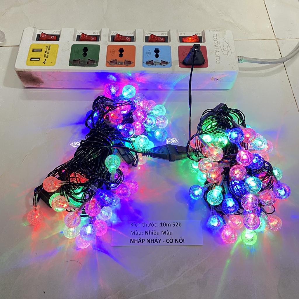 Dây Đèn Led Trang Trí Cherry Ball Bi Bọt Bóng Pha Lê Có Phích Nối Dài Dây Decor Giáng Sinh Tết Tiệc