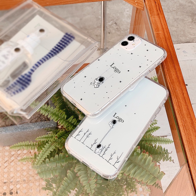 Ốp Điện Thoại Silicone Mềm Trong Suốt Chống Sốc In Hình Phi Hành Gia Cho iPhone 14 13 12 11 Pro Max XS X 8 7 Plus