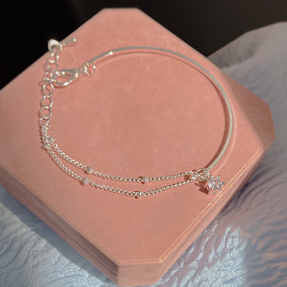 Vòng Tay Mạ Bạc 925 Đính Đá Zircon Đơn Giản Thanh Lịch Thời Trang Cho Nữ