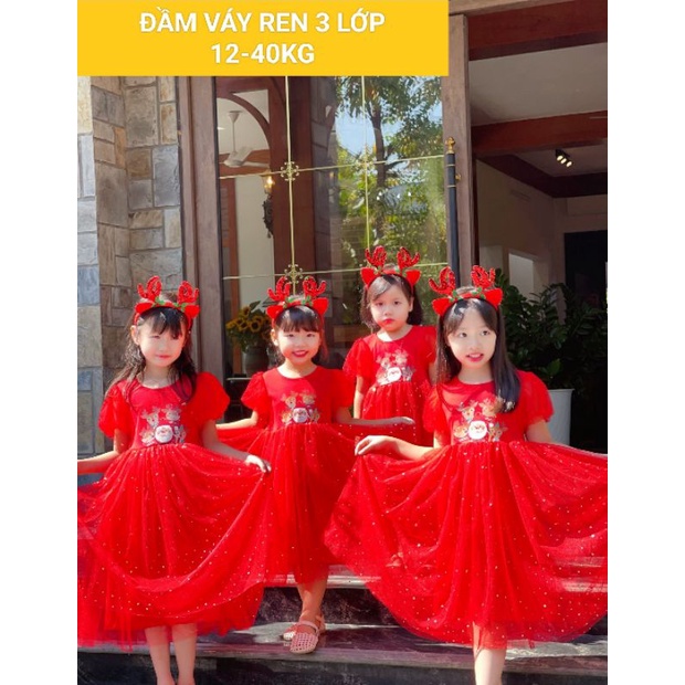 Đầm váy công chúa xòe ren 3 lớp haivanco cho bé 12 đến 40 kg mềm mại và thoáng mát đi học đi chơi đều đẹp