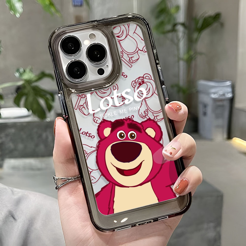 Ốp Điện Thoại Trong Suốt In Hình Gấu Và Dâu Tây Cho iphone 14 Pro Max 13 11 12 7Plus X XR XS Max 8 7