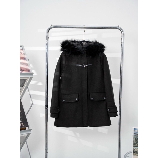 Áo dạ cổ lông hai màu