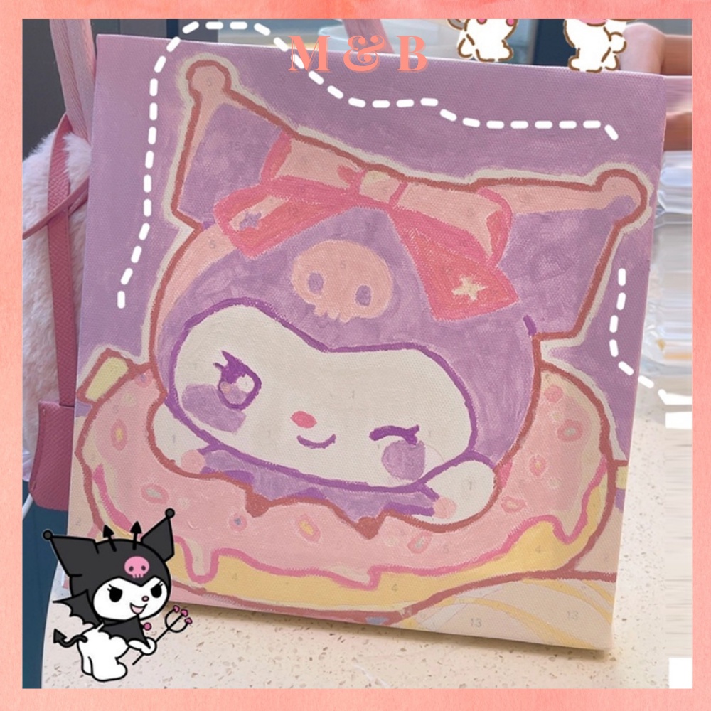 Tranh sơn dầu số hóa Sanrio Melody Kuromi, tranh decor tô màu theo số quà tặng đồ lưu niệm tặng kèm bộ màu và bút vẽ