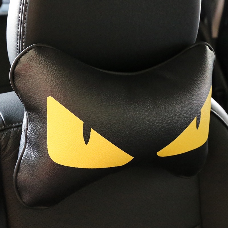 Gối Tựa Đầu Vỏ Da Hình Đôi Mắt Monster Độc Đáo Trang Trí Nội Thất Xe Hơi