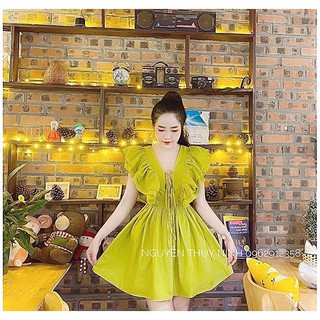 Đầm cánh tiên dáng xòe đan dây chất kate lụa
