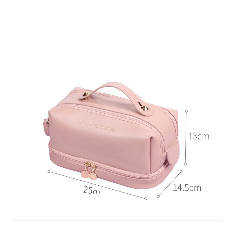 Pu Túi Đựng Mỹ Phẩm Hai Lớp Tiện Lợi Khi Đi Du Lịch