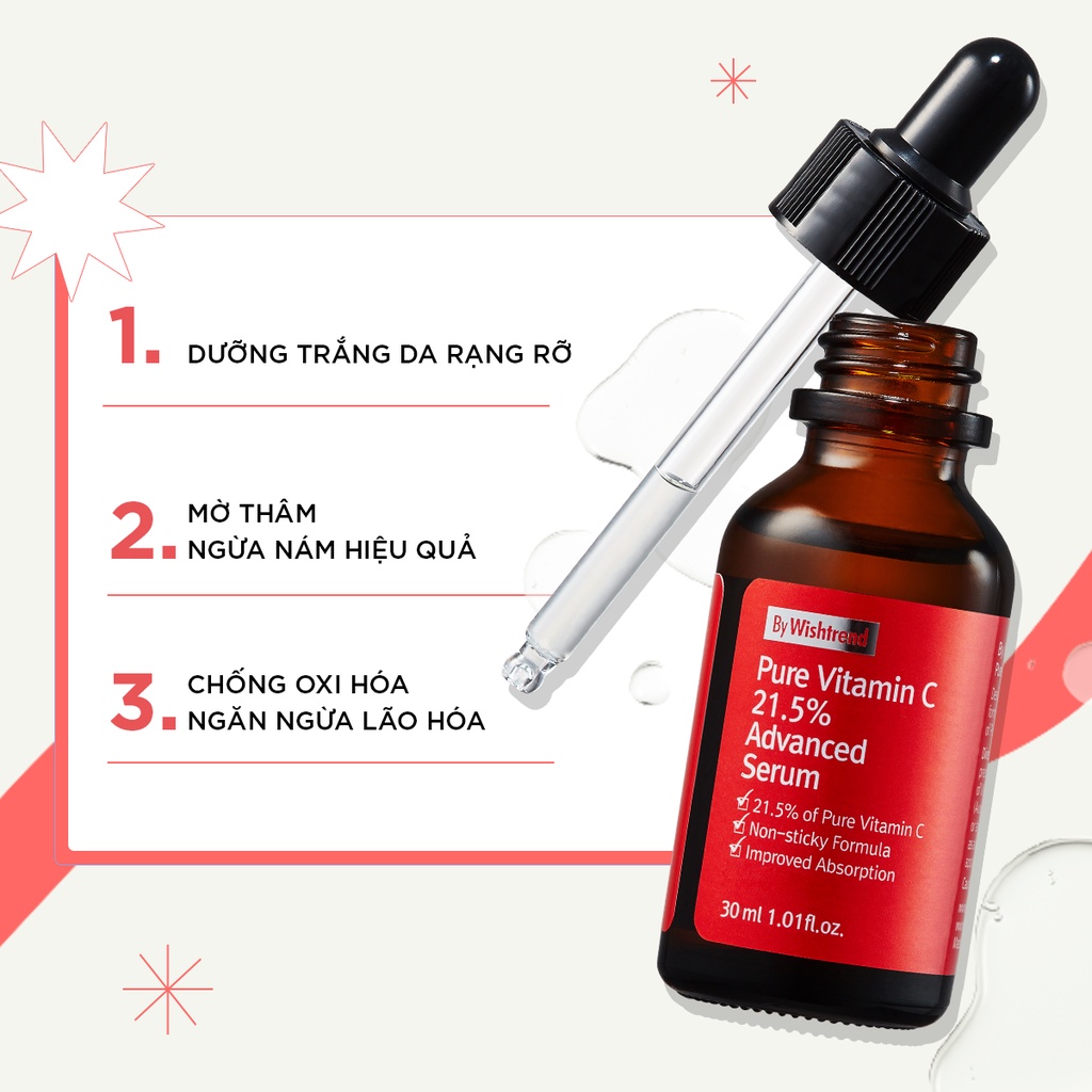 Tinh Chất Dưỡng Sáng Da, Ngăn Ngừa Lão Hóa Wishtrend C21.5 Pure Vitamin Advanced Serum 30ml