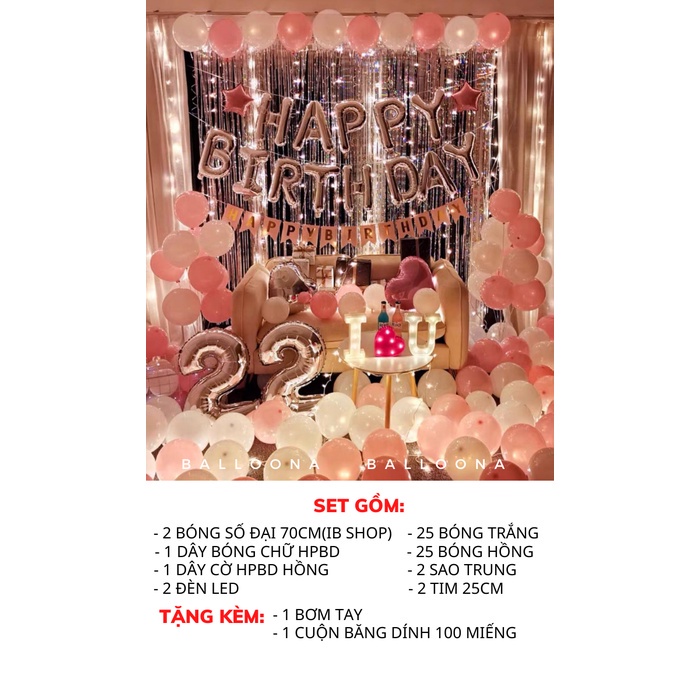 Sét bóng trang trí sinh nhật giá rẻ cho bé trai,bé gái,người lớn