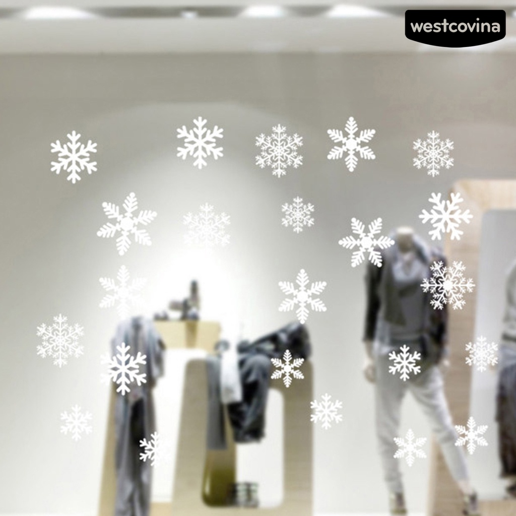 [Hot]☃Sticker Dán Tường PVC Họa Tiết 3D Hình Bông Tuyết Dùng Trang Trí Giáng Sinh