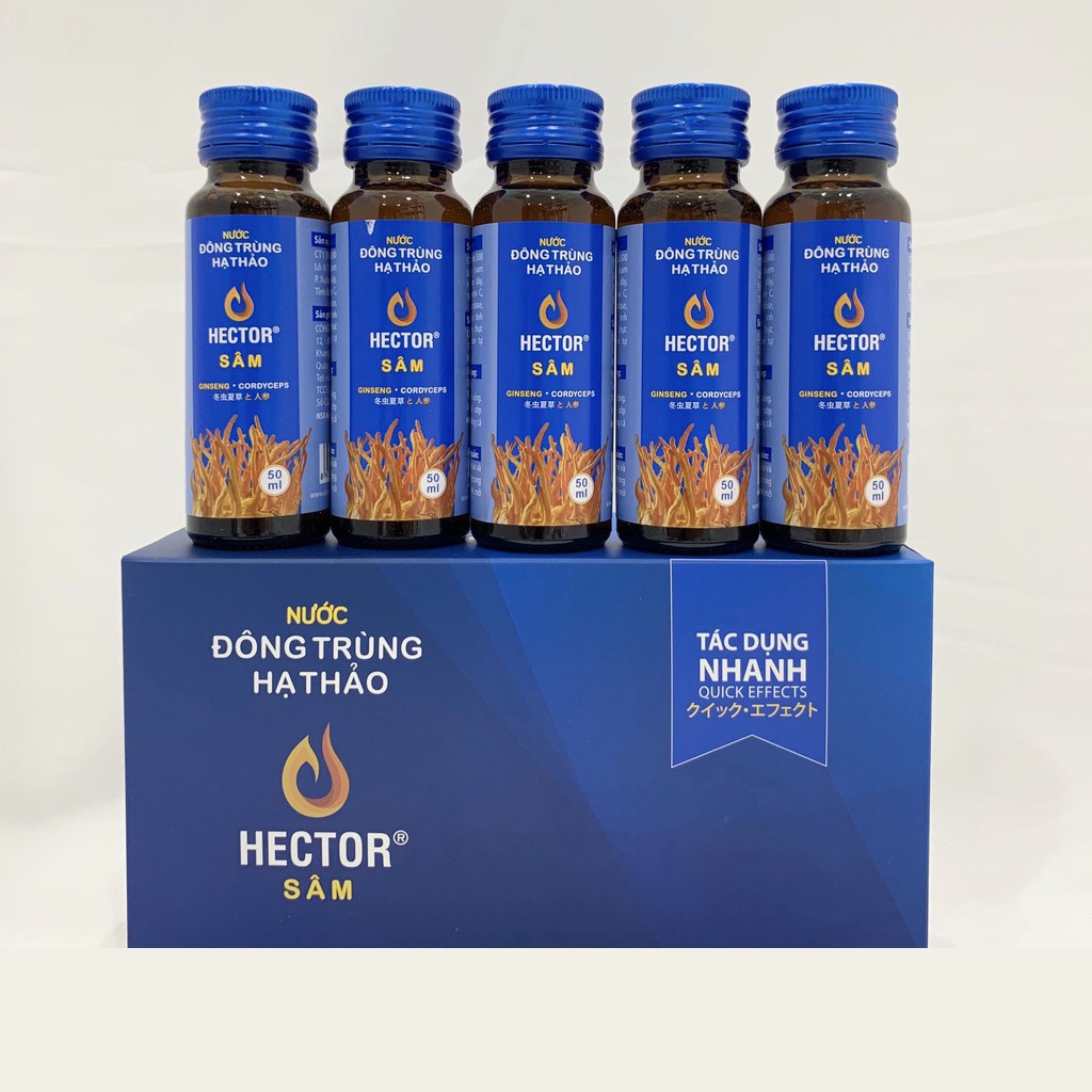 (CHÍNH HÃNG) Hộp nước Đông Trùng Hạ Thảo Hector Sâm (10 chai/ hộp)