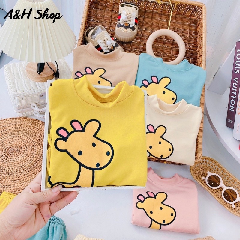 ĐỒ BỘ MẶC NHÀ TAY DÀI QUẦN DÀI HOẠ TIẾT HƯƠU CAO CỔ CỰC XINH CHO BÉ TRAI BÉ GÁI - CỔ CAO 3 PHÂN GIỮ ẤM CHO BÉ