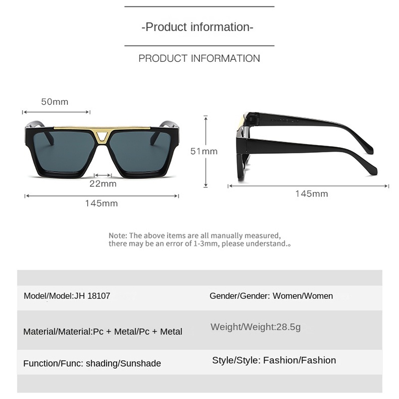 Kính Mát Gọng Vuông Phẳng Hai Chùm Phong Cách Âu Mỹ Cổ Điển Mới Dành Cho Nam Nữ