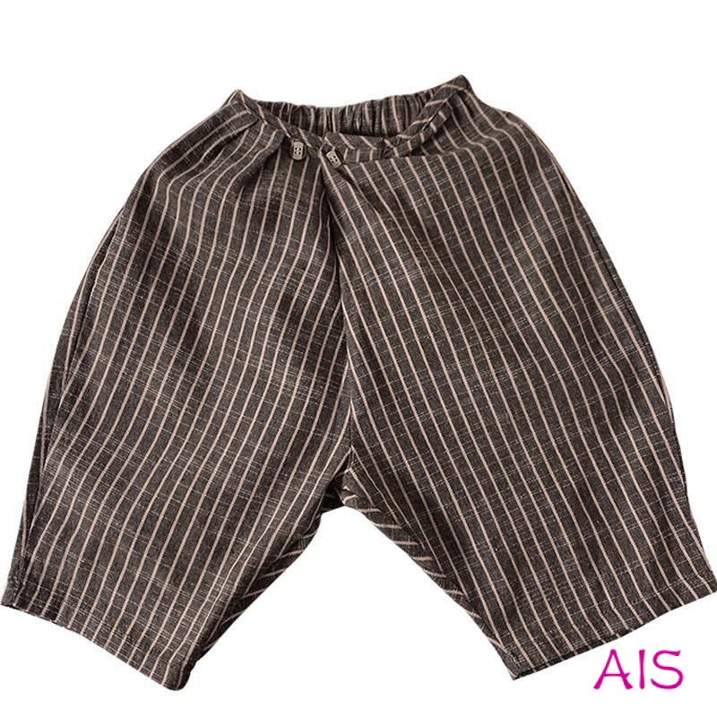 Quần baggy cotton lanh phong cách xuân thu thời trang Hàn Quốc 2021 cho bé trai và bé gái