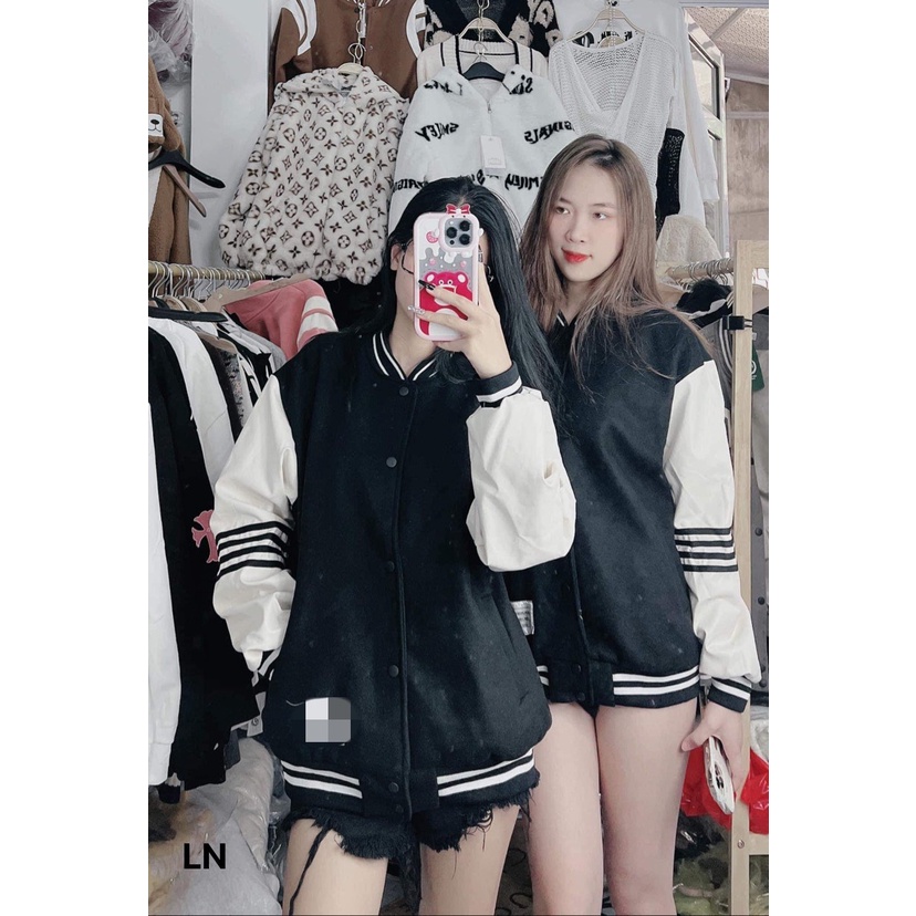 Áo khoác bomber 4 vạch tay form thụng-6LN5NN