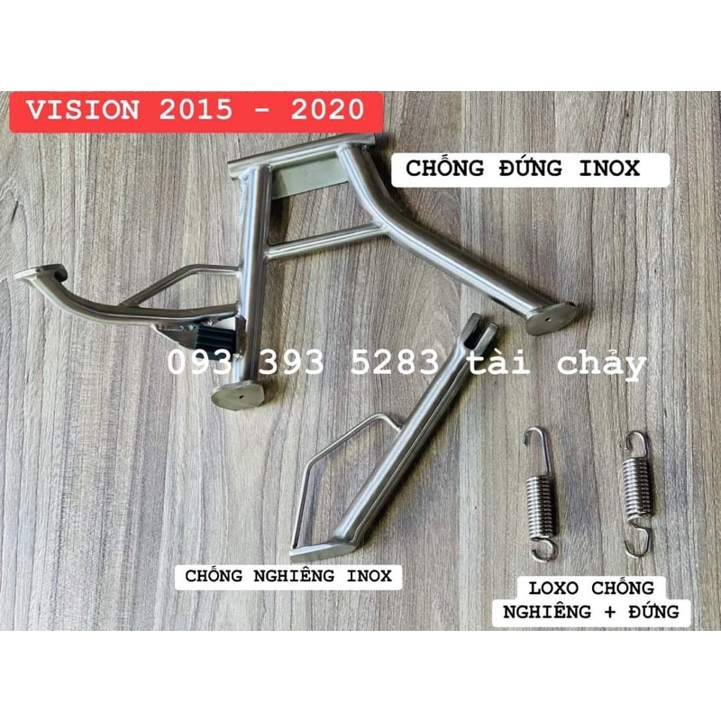 COMBO CHỐNG ĐỨNG + CHỐNG NGHIÊNG INOX 304 KHÔNG RỈ SET CHO VISION ĐỜI 2015 - 2020
