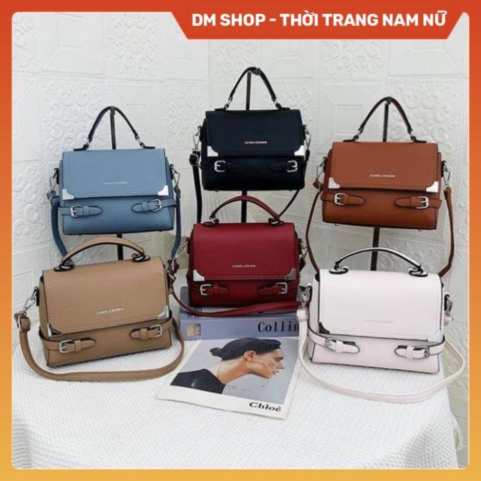 Túi Xách Da PU Đeo Chéo , Túi Sách Nữ Đeo Vai Cầm Tay Hình Hộp Màu Đen Trắng Phong Cách Thời Trang Hàn Quốc DM Shop