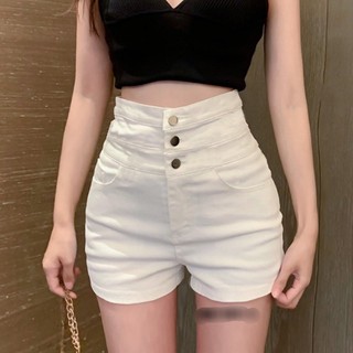 Quần shorts nữ phối túi lưng cao chất kaki phối hàng nút cực xinh