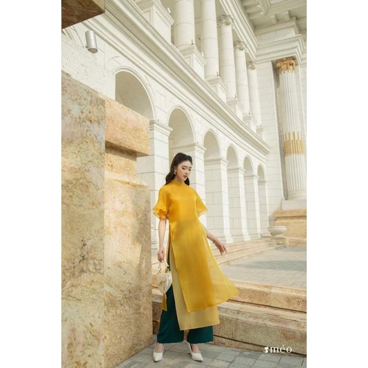 Sale_Áo dài tay loe màu vàng_có bigsize