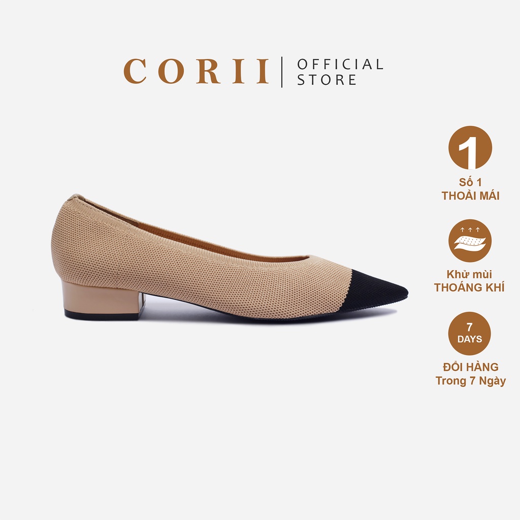 CORII - Giày Bít Cao Gót Mũi Nhọn The Nature Thời Trang và Thoải Mái Nhất - CR04S Đen & Kem