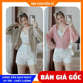 Áo khoác len có nón nữ Áo khoác chống nắng nữ Khoác len có nón TM15