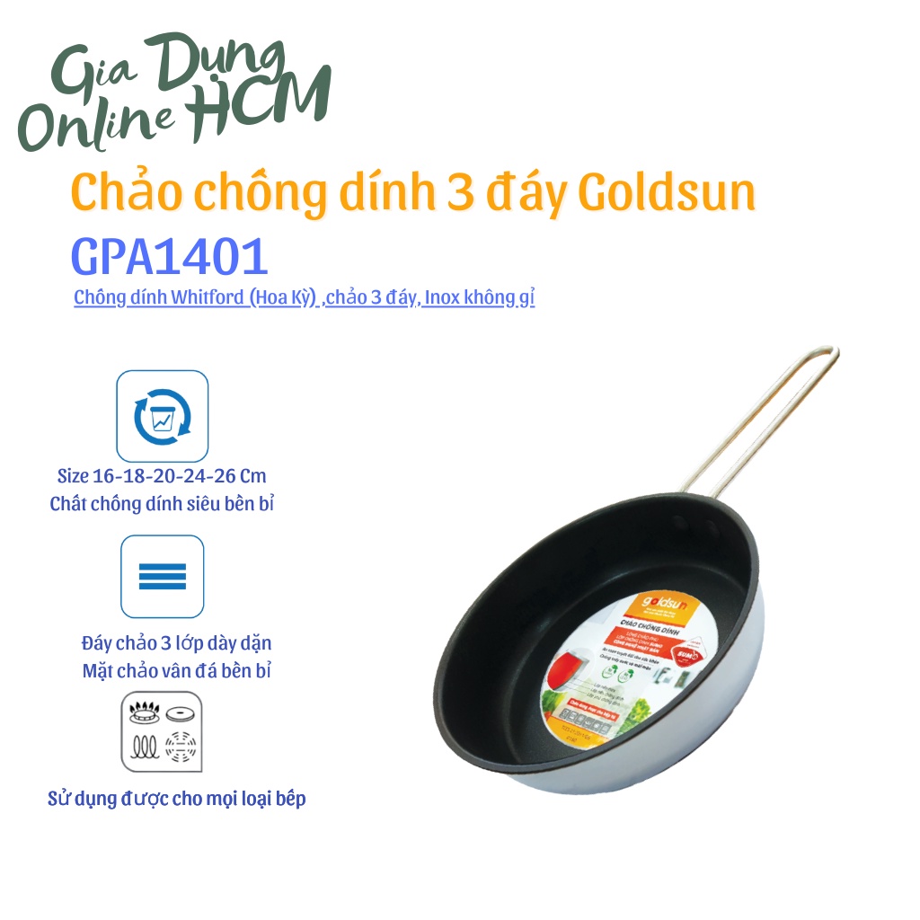 Chảo Inox đáy từ Goldsun GPA1401 Hàng chính hãng