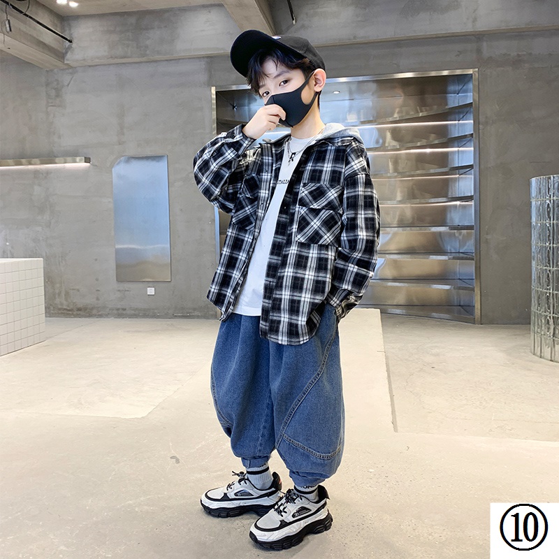 Áo Sơ Mi Caro Tay Dài Dáng Rộng Thời Trang Xuân Thu 2022 Mới Cho Bé Trai