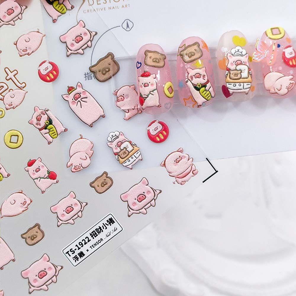 QQMALL Miếng Dán Trang Trí Móng Tay In Chữ Trung Quốc Mừng Năm Mới