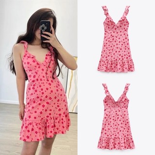 Váy 2 dây hoa hồng phối bèo Za.ra