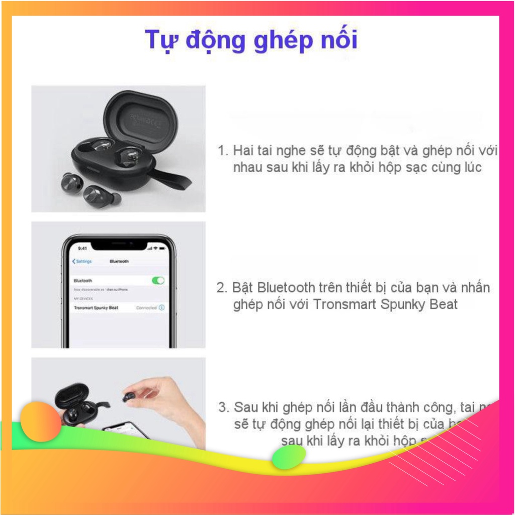 SIÊU RẺ BÀ CON ƠI ✪ CHÍNH HÃNG ✪ Tronsmart Spunky Beat | Tai nghe Bluetooth không dây 5.0 chống nước IPX5 tích hợp công