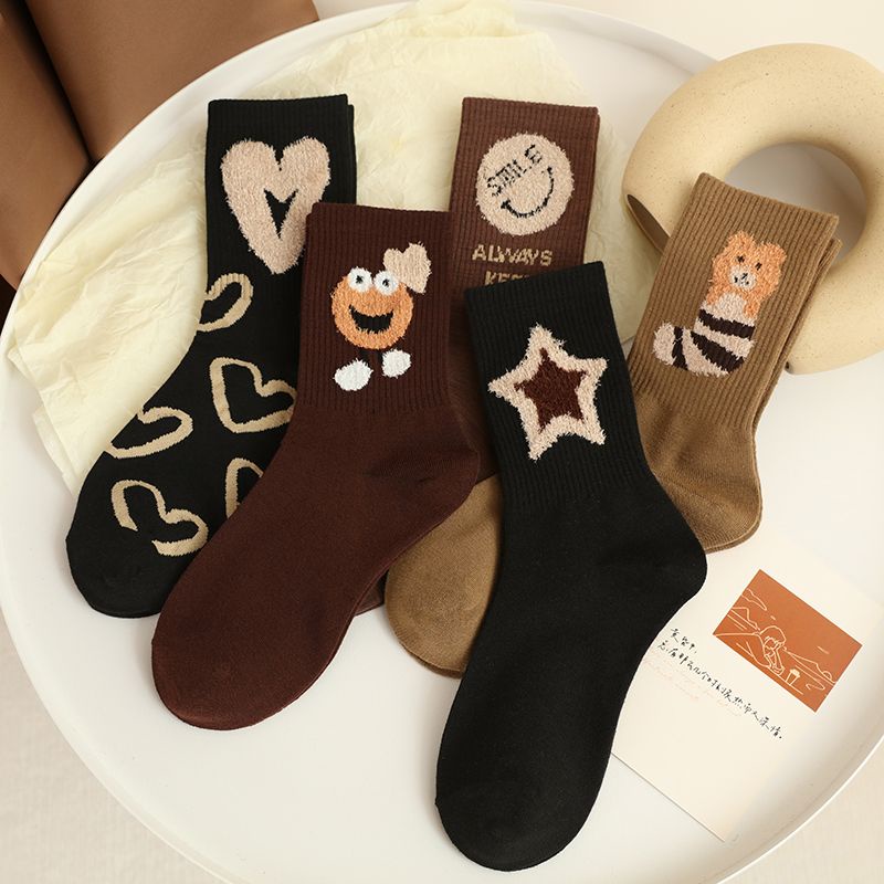 Bán Chạy#Tất Cotton Cổ Cao Màu Sắc Cà Phê Thời Trang Thu Đông Xinh Xắn Cho Nữ