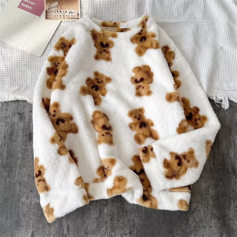 Áo sweater Tay Dài Cổ Tròn In Hình Gấu Hoạt Hình Phong Cách Hàn Quốc Thời Trang Thu Đông 2022 Cho Nam