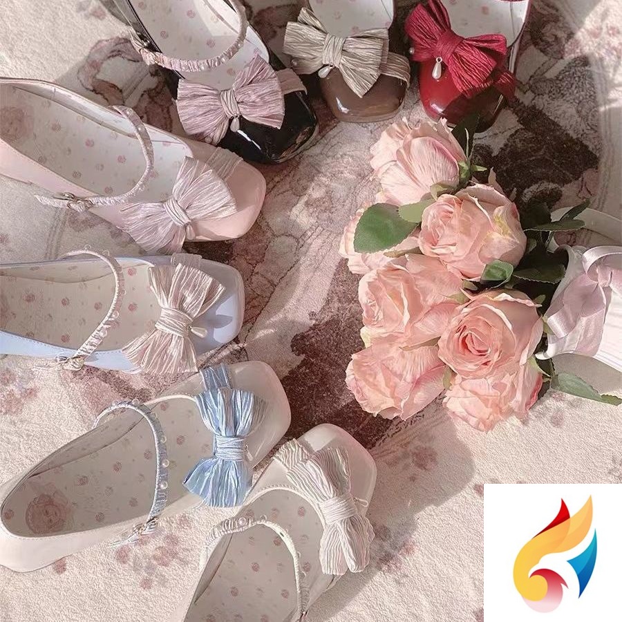 Giày Búp Bê Lolita Mũi Vuông Đế Mềm Dày Đính Nơ Thời Trang Hàn Quốc 2022 Cho Nữ