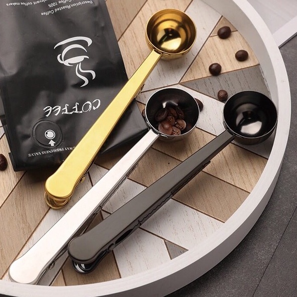 Thìa định lượng pha Cà Phê, Muỗng đong Cà Phê định lượng 6 - 7g kèm Kẹp miệng túi chất liệu thép không gỉ - KaHomebrew