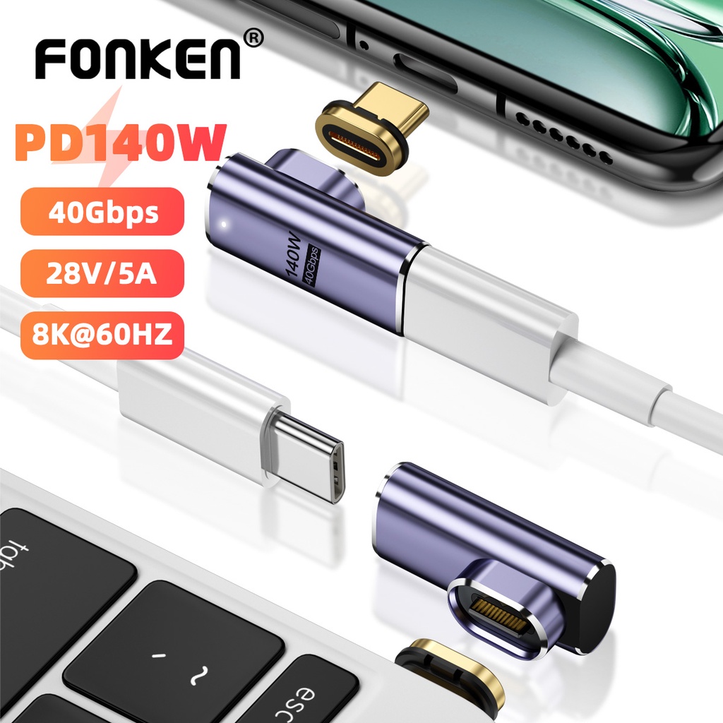 Cáp chuyển đổi FONKEN từ tính PD140W USB4.0 40Gbps Thunderbolt3 sang type C 8k - 60hz USB type C