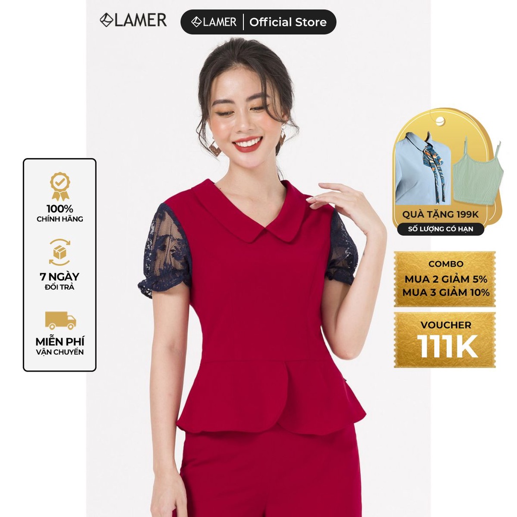 Áo kiểu nữ peplum cổ sen LAMER L61B20Q020