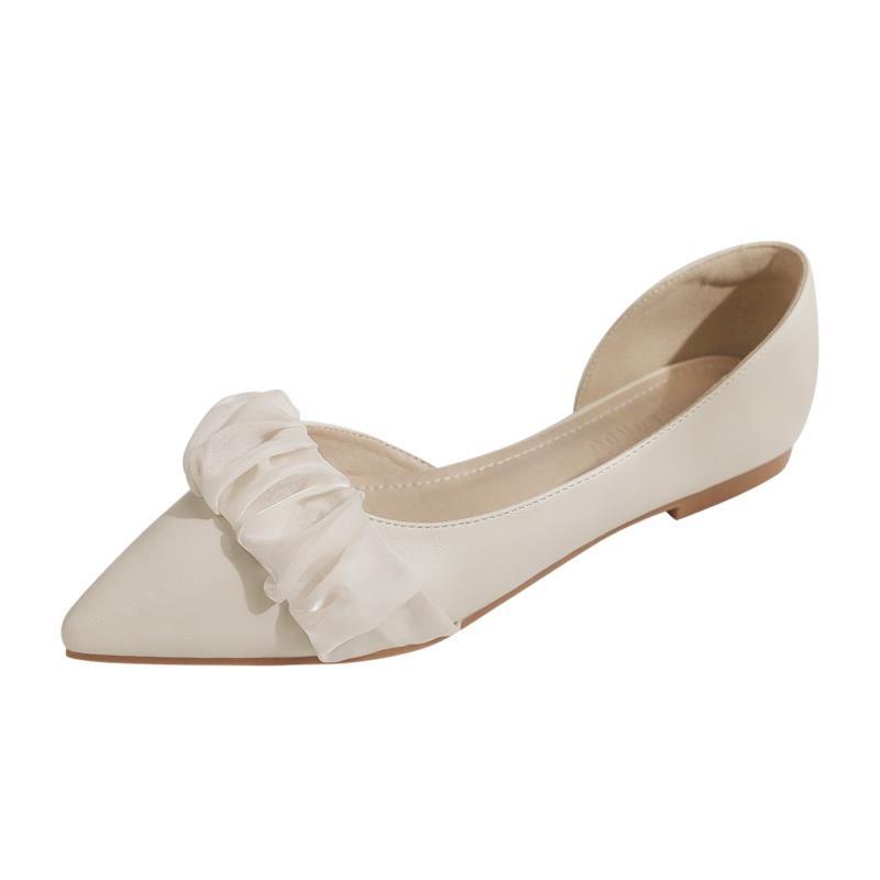 Giày Búp Bê Mũi Nhọn Đế Bằng Thiết Kế Đơn Giản Thời Trang Xuân Hè Hàng Mới 2022