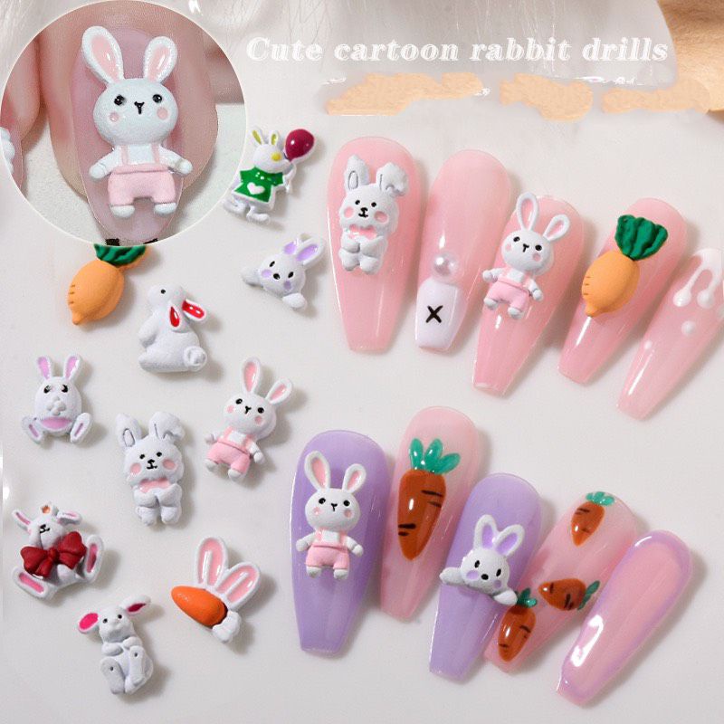 charm thỏ nail gắn móng mới