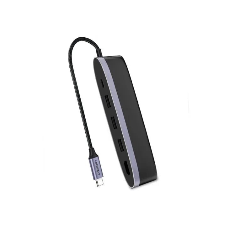 20CM màu Đen Xám Cáp chuyển đổi Type-C sang HDMI + Hub USB 3.0 + hỗ trợ sạc USB-C 5 in 1 UGREEN 50990 CM223 chính hãng