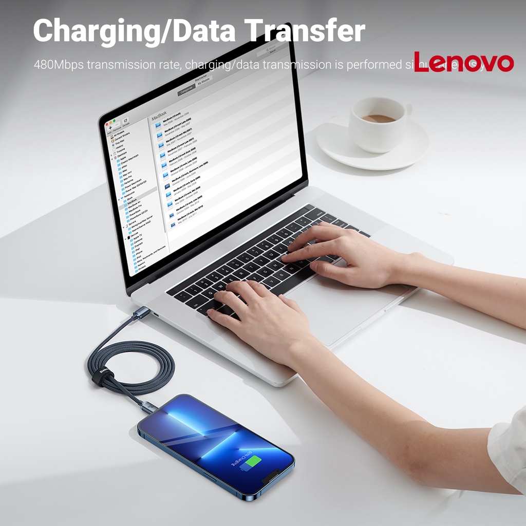 Dây cáp LENOVO truyền dữ liệu tích hợp sạc nhanh KC-1.2m/2m PD 20W thích hợp cho iOS