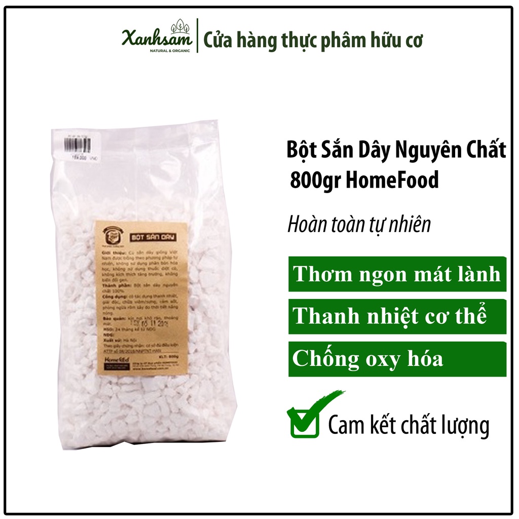 Bột Sắn Dây Nguyên Chất 100% 800gr HomeFood - XanhSam Organic