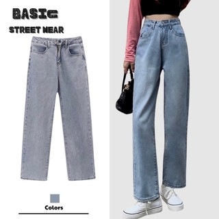 Quần Jeans Nam Nữ Basic Form Dáng Thể Thao Ống Rộng Dáng Xuông Xanh Nhạt Basic Streetwear® (QJS01)