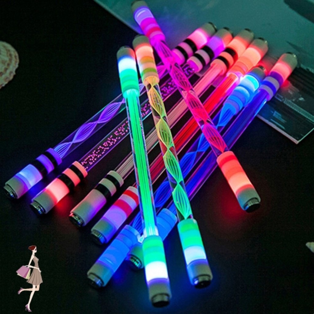 Bút Quay Nghệ Thuật Có Đèn Led Phát Sáng 2 Đầu, Bút Xoay Giải Trí