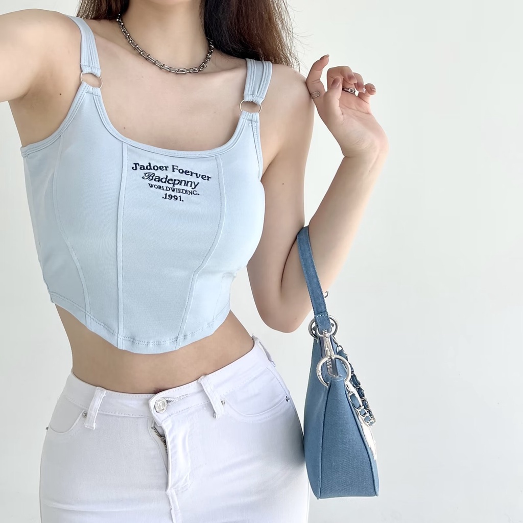 Áo Ngực Croptop Hai Dây Chất Cotton Co Dãn Thoáng Mát Xinh Xắn DAN L&U 231