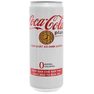 COCA-COLA PLUS LON 320ML/ COCA KHÔNG ĐƯỜNG HẠN CHẾ HẤP THU CHẤT BÉO