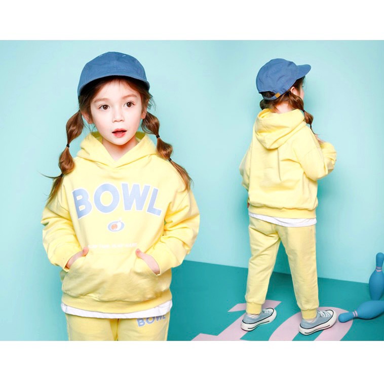 Bộ nỉ da cá áo hodie Bowl 2 màu cho bé BJE010