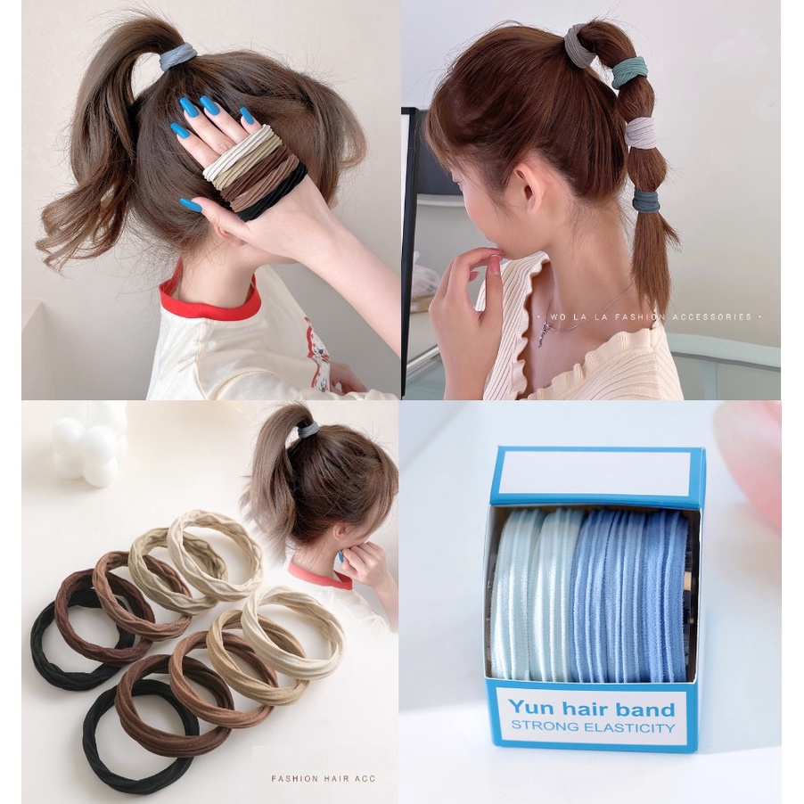Set 5 cột tóc vải trơn to màu trầm sang trọng cột cao không đau tóc Tatitava
