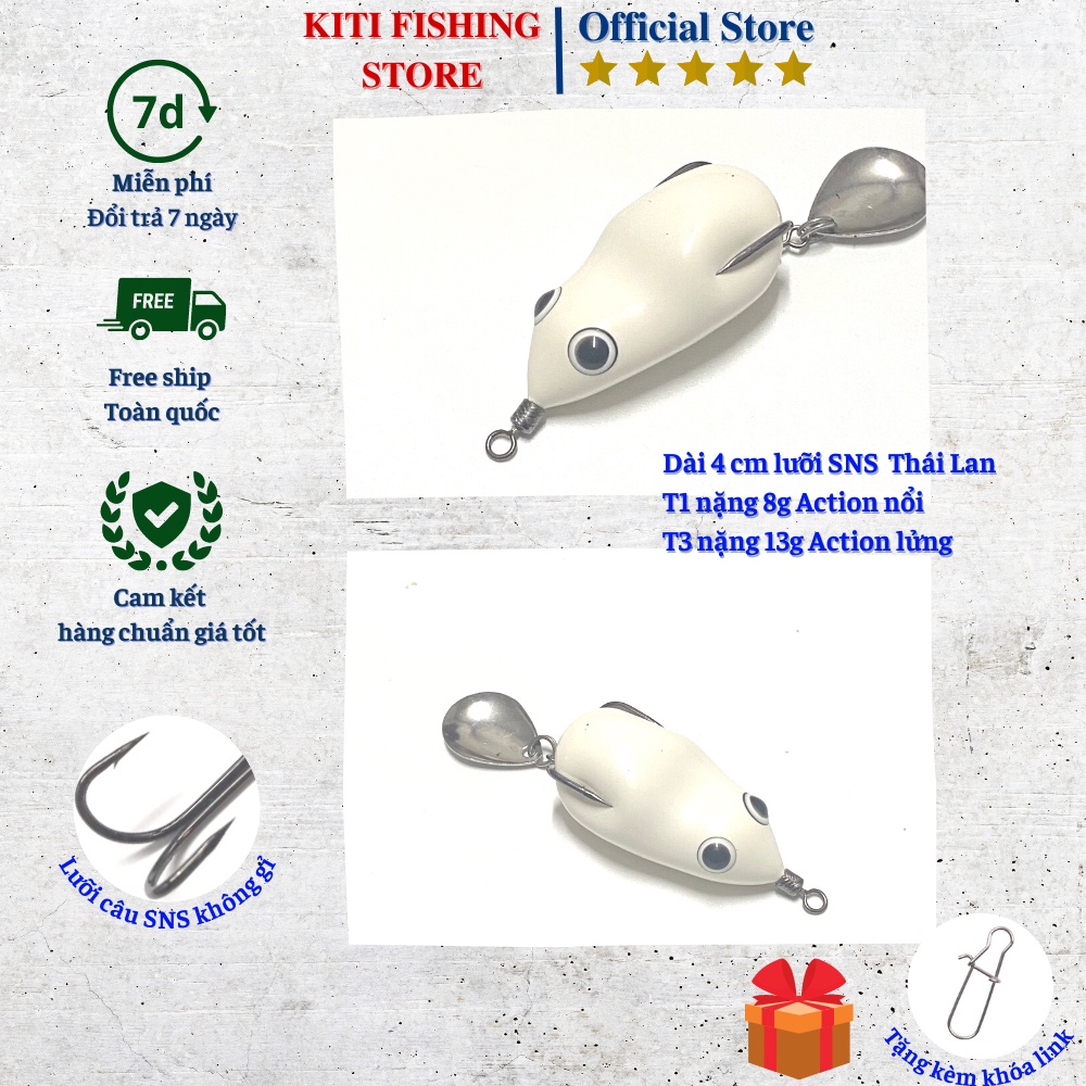COMBO 2 Nhái hơi Ngọc trinh T1 nặng 8 g & T3 nặng 13g dài 4cm mồi câu lure cá lóc siêu nhạy