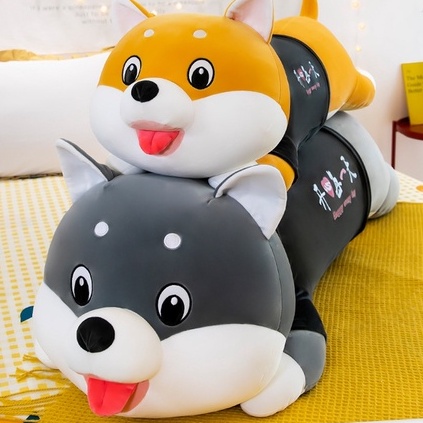 Gấu bông Chó Husky Le Lưỡi, Chó Shiba Le Lưỡi Dễ Thương, Thú Bông Khổng Lồ Cao Cấp